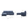 Canapé d'angle gauche relax électrique - 3 places - FRANKLIN - Tissu Bleu - coffre et port USB - L 260 x P 51 x H 90 cm