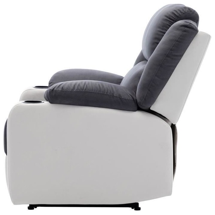 Fauteuil relax manuel + 2 porte-gobelets - Tissu marron - L 93 x P 95