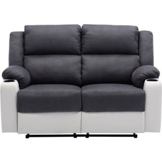 Canapé 2 places relax manuel - Tissu marron - L 195 x P 95 x H 101 cm