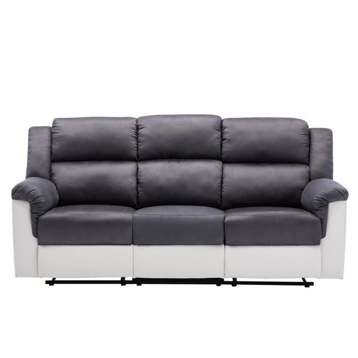 Canapé 3 places dont 2 places relax manuel + Porte-gobelet - Tissu Ma