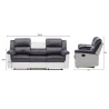 Canapé 3 places dont 2 places relax manuel + Porte-gobelet - Tissu Marron - GENIUS - L 205 x P 95 x H 101 cm