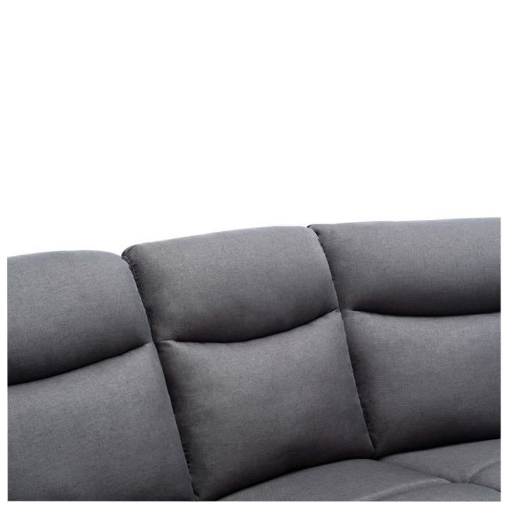 Canapé d'angle relax manuel - 5 places - HARVEY - Tissu gris et simil