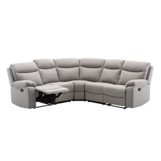Canapé d'angle dont 2 places relax manuel - Tissu gris - Classique -