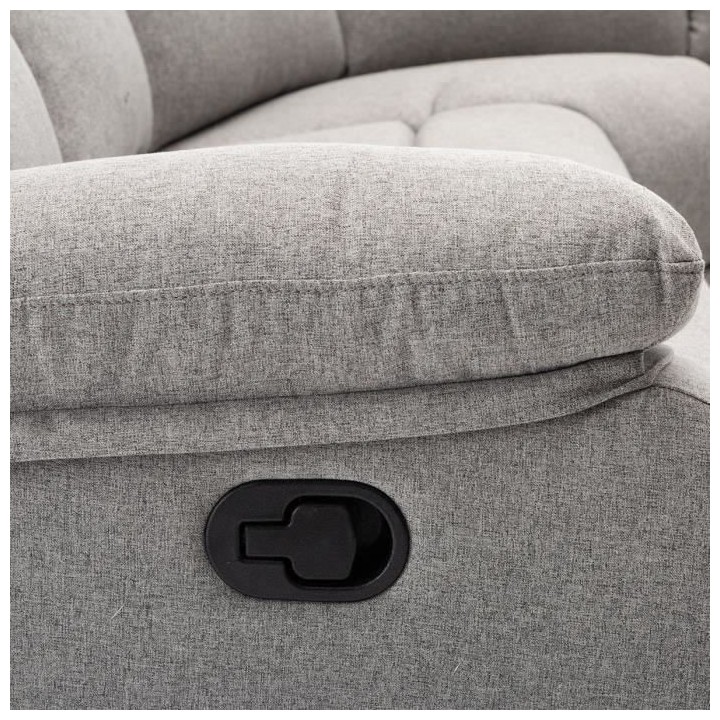 Canapé d'angle dont 2 places relax manuel - Tissu gris - Classique -