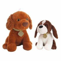 Chien en peluche 32 cm Noir Beige Marron Polyester Acrylique (32 cm)