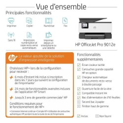 HP OfficeJet Pro 9012e Imprimante tout-en-un Jet d'encre couleur Copie - 6 mois d'Instant ink inclus avec HP+