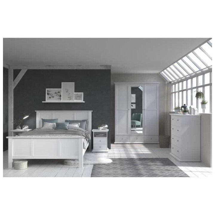 PARISOT MANON Lit adulte classique Blanc - 140x190 cm