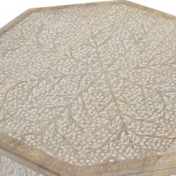 Table d'appoint DKD Home Decor Blanc Marron Multicouleur Bois Plastique Bois de manguier 49 x 49 x 53,5 cm