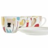 Ensemble de tasses à café DKD Home Decor Abstrait 80 ml Blanc Multicouleur