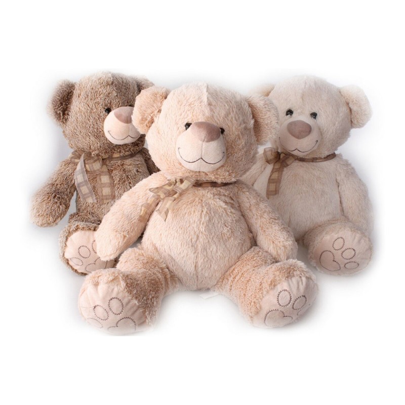 Ours en peluche DKD Home Decor 42 x 45 x 45 cm Beige Marron Blanc Ours (3 Pièces)