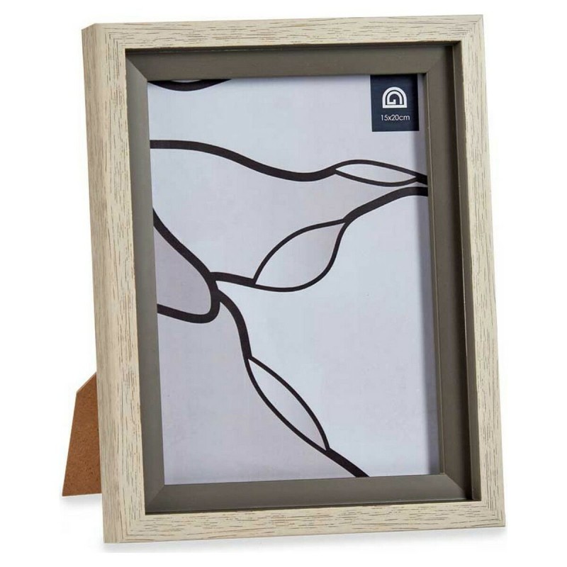 Cadre photo Gris Marron Verre Bois Plastique