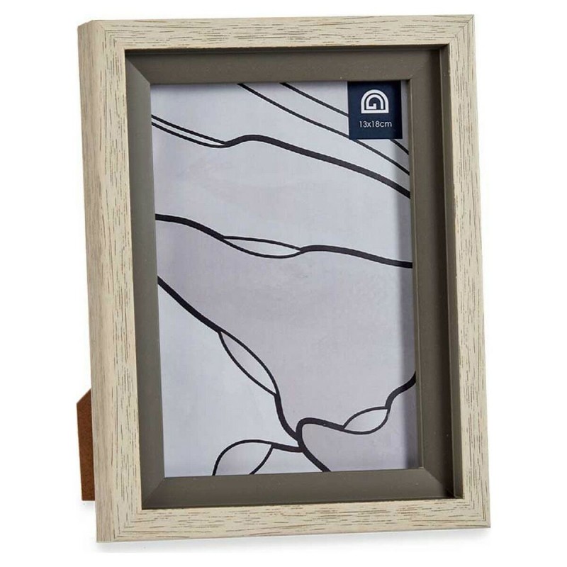 Cadre photo Gris Marron 17 x 2 x 21,8 cm Verre Beige Plastique