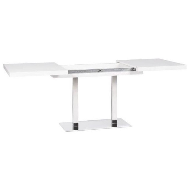 ORLANDO Table a manger a rallonge - Style contemporain - blanc mat et