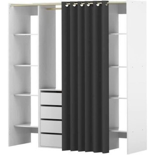 Dressing extensible DRESS - Blanc - 8 niches+4 tiroirs+penderie Contem