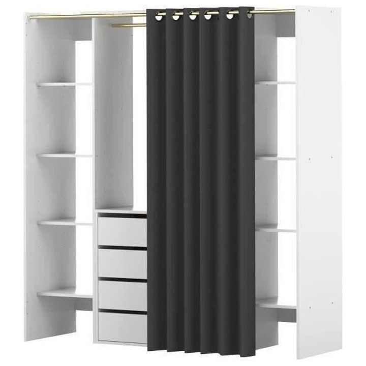 Dressing extensible DRESS - Blanc - 8 niches+4 tiroirs+penderie Contem