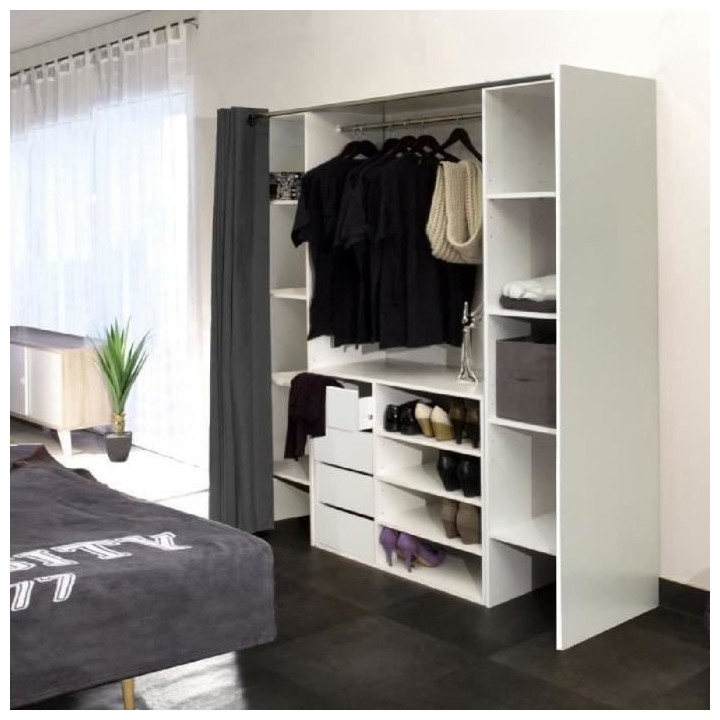 Dressing extensible DRESS - Blanc - 8 niches+4 tiroirs+penderie Contem