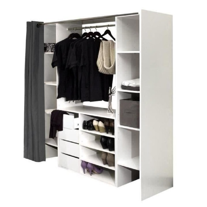 Dressing extensible DRESS - Blanc - 8 niches+4 tiroirs+penderie Contem