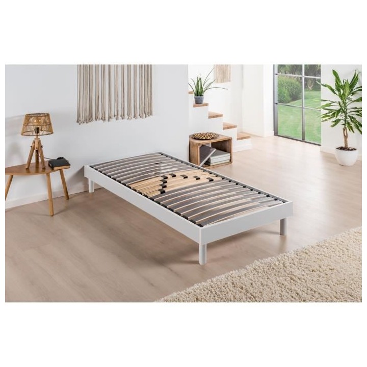 DEKO DREAM Sommier en kit 90x190 - Décor Blanc