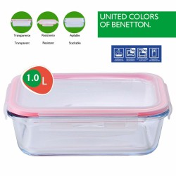 Boîte à lunch hermétique Benetton BE083 100 ml Rouge Blanc Verre Borosilicaté