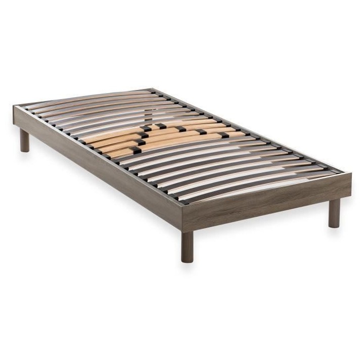 DEKO DREAM Sommier en kit 90x190 - Décor chene et gris