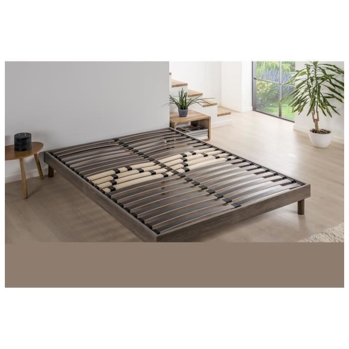 DEKO DREAM Sommier en kit 140x190 - Décor chene et gris