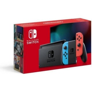 Console Nintendo Switch avec un Joy-Con bleu néon et un Joy-Con rouge