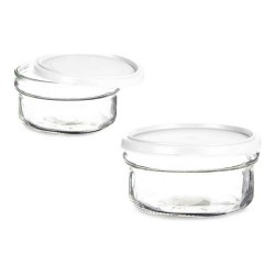 Panier-repas rond avec couvercle Blanc Plastique verre 415 ml