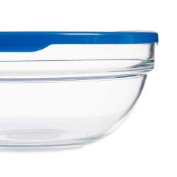 Panier-repas rond avec couvercle Bleu Plastique verre (1135 ml)