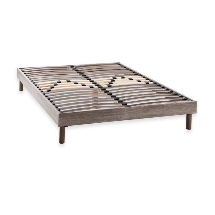 DEKO DREAM Sommier en kit 160x200 - Décor chene et gris