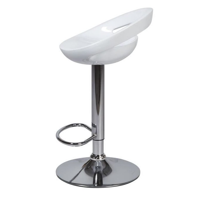 Lot de 4 tabourets de bar télescopique - Blanc - Pieds métal chromé