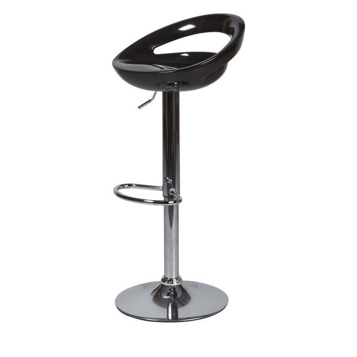 Lot de 4 tabourets de bar télescopique - Noir - Pieds métal chromé