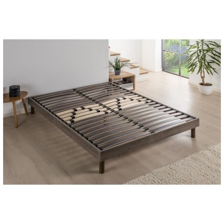 DEKO DREAM Sommier en kit 160x200 - Décor chene et gris