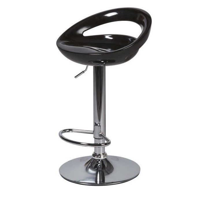 Lot de 4 tabourets de bar télescopique - Noir - Pieds métal chromé
