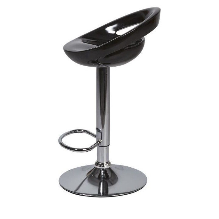 Lot de 4 tabourets de bar télescopique - Noir - Pieds métal chromé