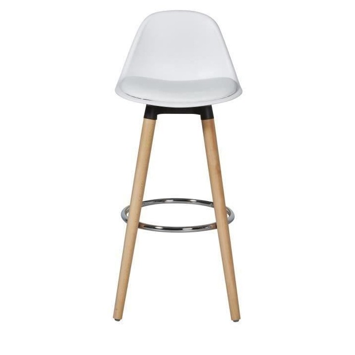 Lot de 2 tabourets de bar - Blanc - Pied metal peinture bois - L 39 x