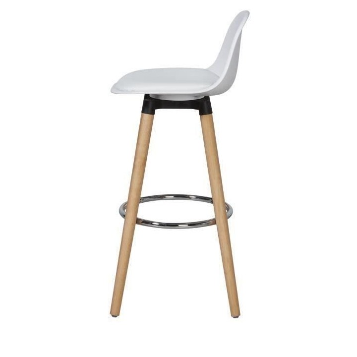 Lot de 2 tabourets de bar - Blanc - Pied metal peinture bois - L 39 x