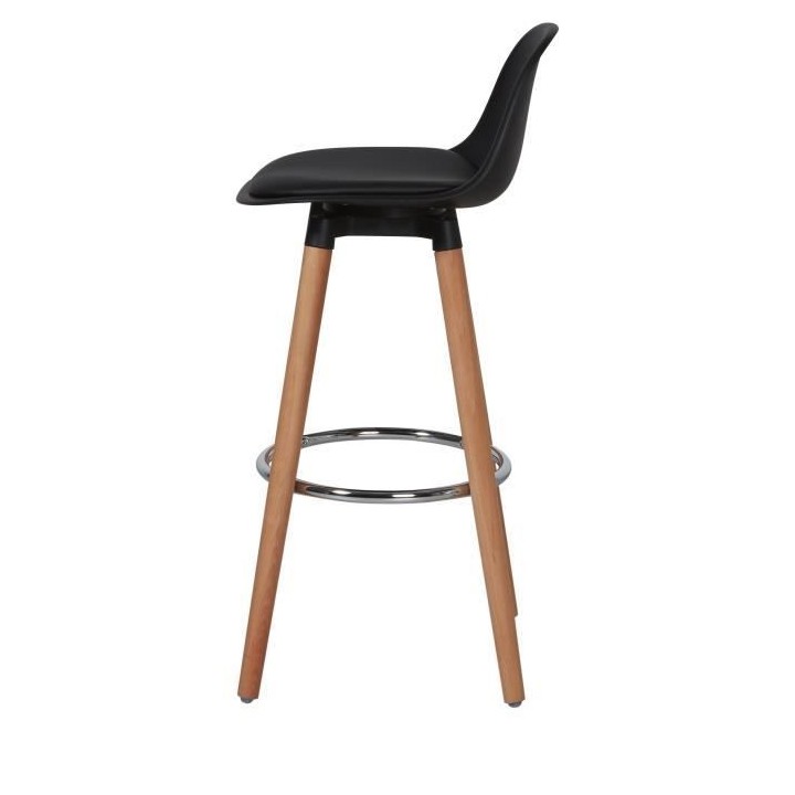 Lot de 2 tabourets de bar - Noir - Pied metal peinture bois - L 42 x P