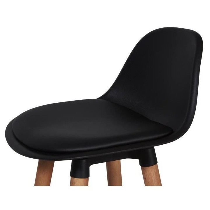 Lot de 2 tabourets de bar - Noir - Pied metal peinture bois - L 42 x P