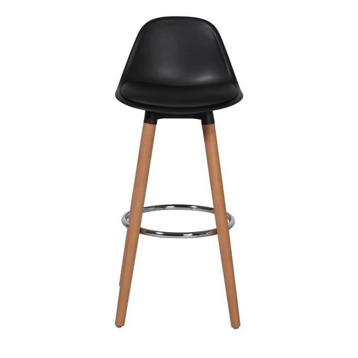 Lot de 2 tabourets de bar - Noir - Pied metal peinture bois - L 42 x P