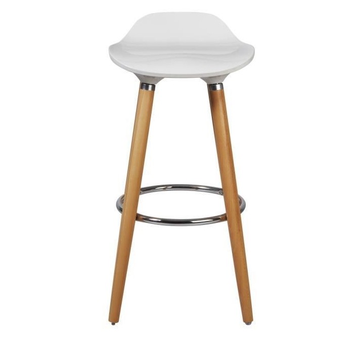 Lot de 4 tabourets de bar - Blanc - Pied metal peinture bois - L 39 x