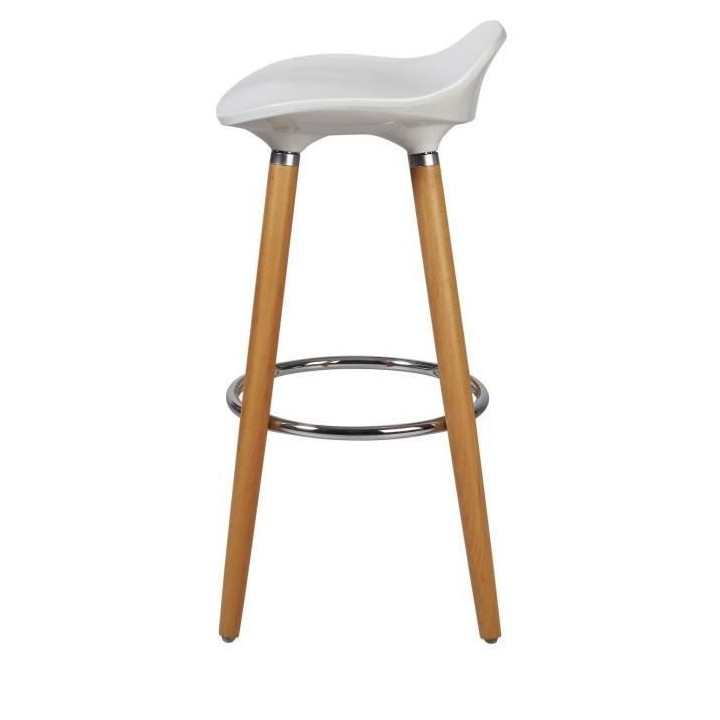 Lot de 4 tabourets de bar - Blanc - Pied metal peinture bois - L 39 x