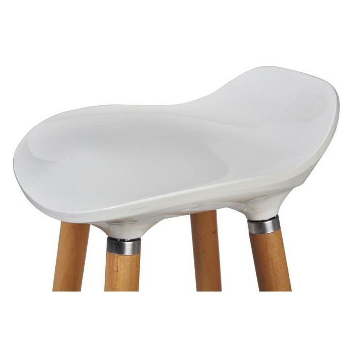 Lot de 4 tabourets de bar - Blanc - Pied metal peinture bois - L 39 x