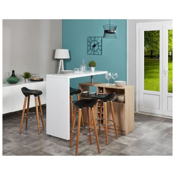 Lot de 4 tabourets de bar - Noir - Pied metal peinture bois - L 39 x P