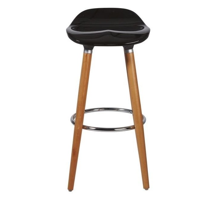 Lot de 4 tabourets de bar - Noir - Pied metal peinture bois - L 39 x P