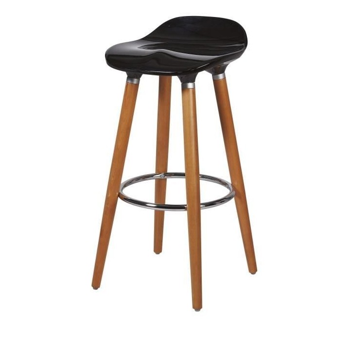 Lot de 4 tabourets de bar - Noir - Pied metal peinture bois - L 39 x P