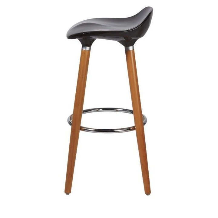 Lot de 4 tabourets de bar - Noir - Pied metal peinture bois - L 39 x P
