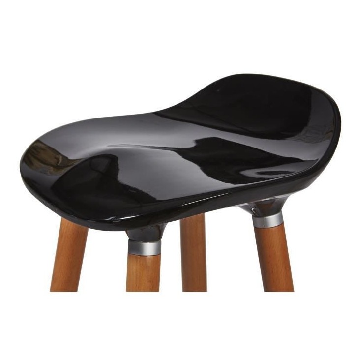 Lot de 4 tabourets de bar - Noir - Pied metal peinture bois - L 39 x P