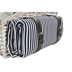 Panier DKD Home Decor osier Pique-nique Bleu Polyester Blanc (40 x 40 x 42 cm)  