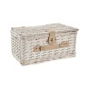 Panier DKD Home Decor osier Pique-nique Céramique Beige Polyester Acier inoxydable Blanc (40 x 28 x 20 cm)  