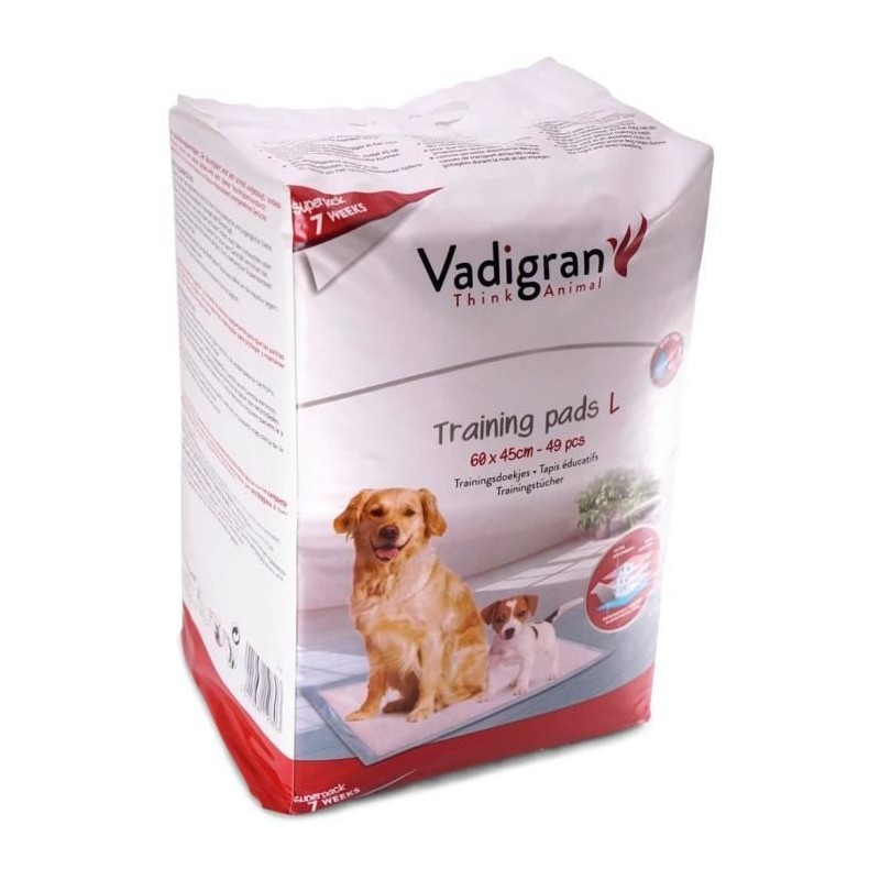 VADIGRAN Tapis éducateurs 49 pieces - 60 x 45 cm - Blanc - Pour chien